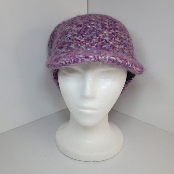 Roxy 90s Y2K Womens Pink Super Slouch Knit Visor Beanie Mohair Fall Winter OSFM - Picture 1 of 10